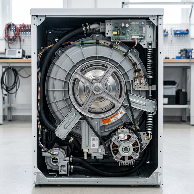 Washing machine internal motor inspection